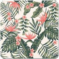 Warren Reed - Designer Dark Tropical Green Leaves Coasters - Set of 4