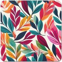 Warren Reed - Designer Bright Leaves Pattern Coasters - Set of 4 in Orange