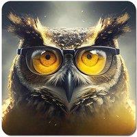 Warren Reed - Designer Owl With Glasses Splashart Coasters - Set of 4 in Yellow