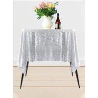Neel Blue 70" x 70" Square Sequin Tablecloth in Silver