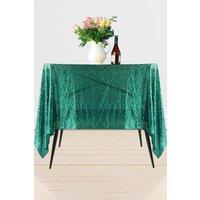 Neel Blue 70" x 70" Square Sequin Tablecloth in Emerald