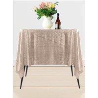 Neel Blue 70" x 70" Square Sequin Tablecloth in Rose Gold
