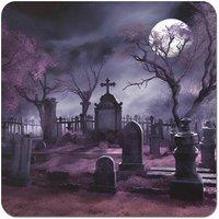 Warren Reed - Designer Witchs Moonlit Cemetery Design Coasters - Set of 4 in Purple