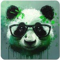 Warren Reed - Designer Panda With Glasses, Green Splashart Coasters - Set of 4