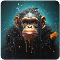 Warren Reed - Designer Monkey Face Splashart Blue Coasters - Set of 4