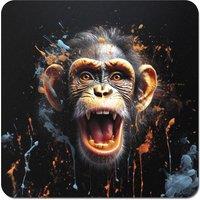 Warren Reed - Designer Monkey Face Splashart Coasters - Set of 4 in Orange