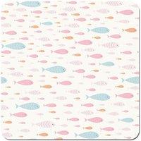 Warren Reed - Designer Hand Drawn Swimming Fish Coasters - Set of 4 in Pink