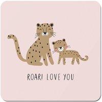 Warren Reed - Designer Roar Love You Coasters - Set of 4 in Pink