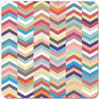 Warren Reed - Designer Geometric Multi Colored Chevron Pattern Coasters - Set of 4 in Red