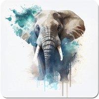 Warren Reed - Designer Majestic Elephant Splashart Coasters - Set of 4 in Grey