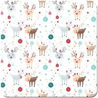 Warren Reed - Designer Happy Reindeer With Christmas Lights Coasters - Set of 4 in White