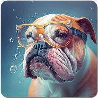 Warren Reed - Designer Bulldog With Glasses Splashart Coasters - Set of 4 in Brown