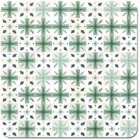 Warren Reed - Designer Christmas Quilting Squares, Green & White, Geometric Coasters - Set of 4