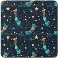 Warren Reed - Designer Christmas Stocking In A Starry Night Sky Coasters - Set of 4 in Blue