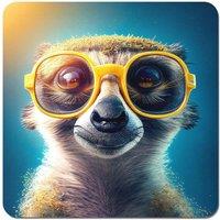 Warren Reed - Designer Meerkat With Glasses Splashart Coasters - Set of 4 in Yellow