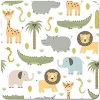 Warren Reed - Designer Cute Safari Animals Coasters - Set of 4 in Green