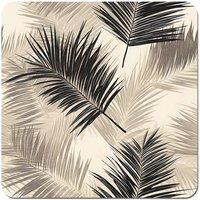 Warren Reed - Designer Black & White Tropical Palm Leaves Coasters - Set of 4 in Grey