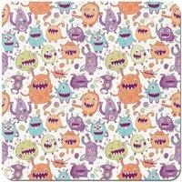 Warren Reed - Designer Playful Halloween Monsters Coasters - Set of 4 in Purple