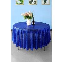 Neel Blue 70 Inch Round Sequin Tablecloth in Royal