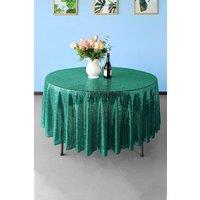 Neel Blue 70 Inch Round Sequin Tablecloth in Emerald