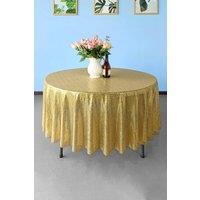 Neel Blue 70 Inch Round Sequin Tablecloth in Metallic Gold