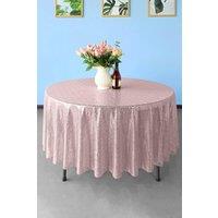 Neel Blue 70 Inch Round Sequin Tablecloth in Light Pink