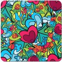Warren Reed - Designer Hippie Psychedelic Pattern Coasters - Set of 4 in Blue