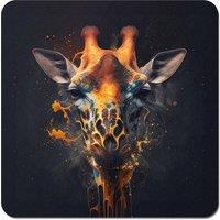 Warren Reed - Designer Golden Giraffe Face Splashart Coasters - Set of 4 in Yellow