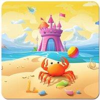 Warren Reed - Designer Orange Crab On A Beach Holiday Coasters - Set of 4 in Yellow