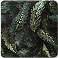 Warren Reed - Designer Green & Gold Leaves Coasters - Set of 4