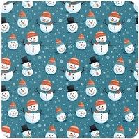Warren Reed - Designer Jolly Christmas Snowmen Coasters - Set of 4 in Blue