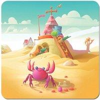 Warren Reed - Designer Pink Crab On A Beach Holiday Coasters - Set of 4 in Yellow