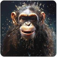 Warren Reed - Designer Realistic Monkey Face Splashart Coasters - Set of 4 in Black