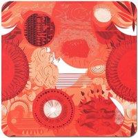Warren Reed - Designer Abstract Red Sun pattern Coasters - Set of 4