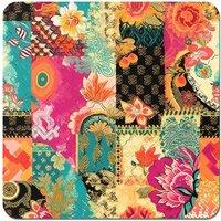 Warren Reed - Designer Patchwork Mixed Textiles Coasters - Set of 4 in Pink