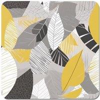 Warren Reed - Designer Grey Yellow Autumn Leaves Coasters - Set of 4