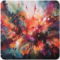 Warren Reed - Designer A Vibrant Abstract Painting Of Halloween Coasters - Set of 4 in Orange