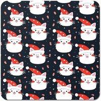 Warren Reed - Designer Cute Cats Wearing Santa Claus Hats Coasters - Set of 4 in Red