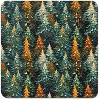 Warren Reed - Designer Impasto Style Christmas Trees Coasters - Set of 4 in Green