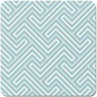 Warren Reed - Designer Blue & White Geometric Pattern Coasters - Set of 4 in Green