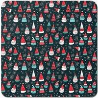 Warren Reed - Designer Hand Drawn Cheerful Santa Hats Coasters - Set of 4 in Red