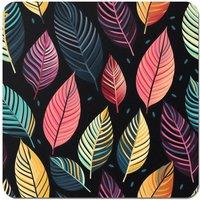 Warren Reed - Designer Colourful Leaves Pattern Coasters - Set of 4 in Pink