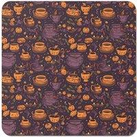 Warren Reed - Designer Wicked Witches Bubbling Cauldrons Coasters - Set of 4 in Purple