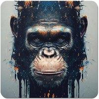Warren Reed - Designer Gorilla Face Splashart Coasters - Set of 4 in Brown