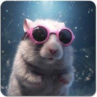 Warren Reed - Designer Splashart DoorMouse with Pink Glasses Coasters - Set of 4