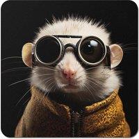Warren Reed - Designer Realistic Doormouse with Glasses Coasters - Set of 4 in White