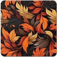 Warren Reed - Designer Autumn Leaves Design Coasters - Set of 4 in Orange