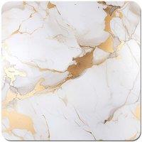 Warren Reed - Designer White Marble With Gold Coasters - Set of 4
