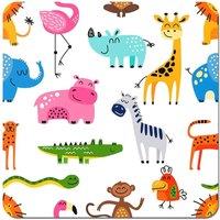 Warren Reed - Designer Hand Drawn Cartoon Animals Coasters - Set of 4 in Pink