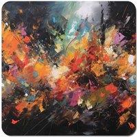 Warren Reed - Designer A Vibrant Abstract Painting Capturing The Energy & E Coasters - Set of 4 in Orange